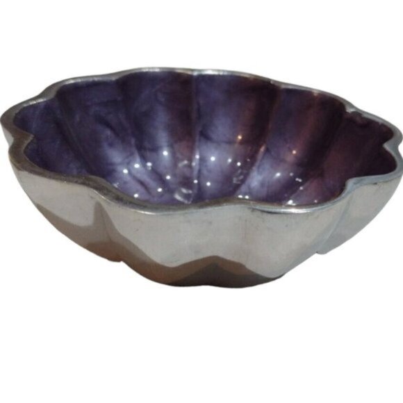 Pair Small‎ Ceramic Trinket Dishes Bowls by Suma Ceramic Inlay & Silvered Outers - Picture 4 of 12